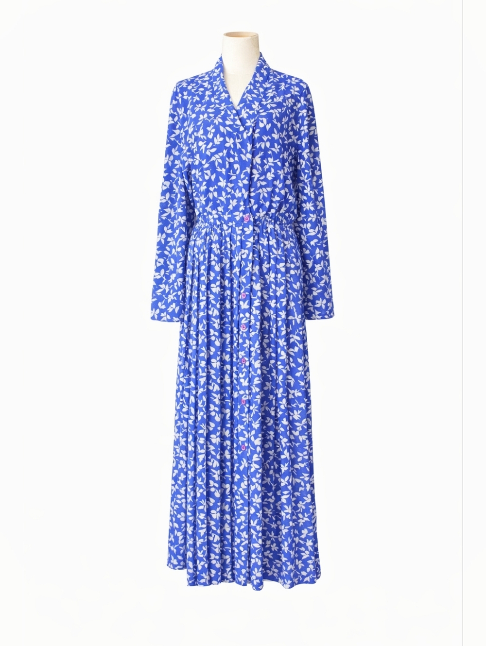 Vintage Talbots Blue and White Floral Long Sleeve Dress